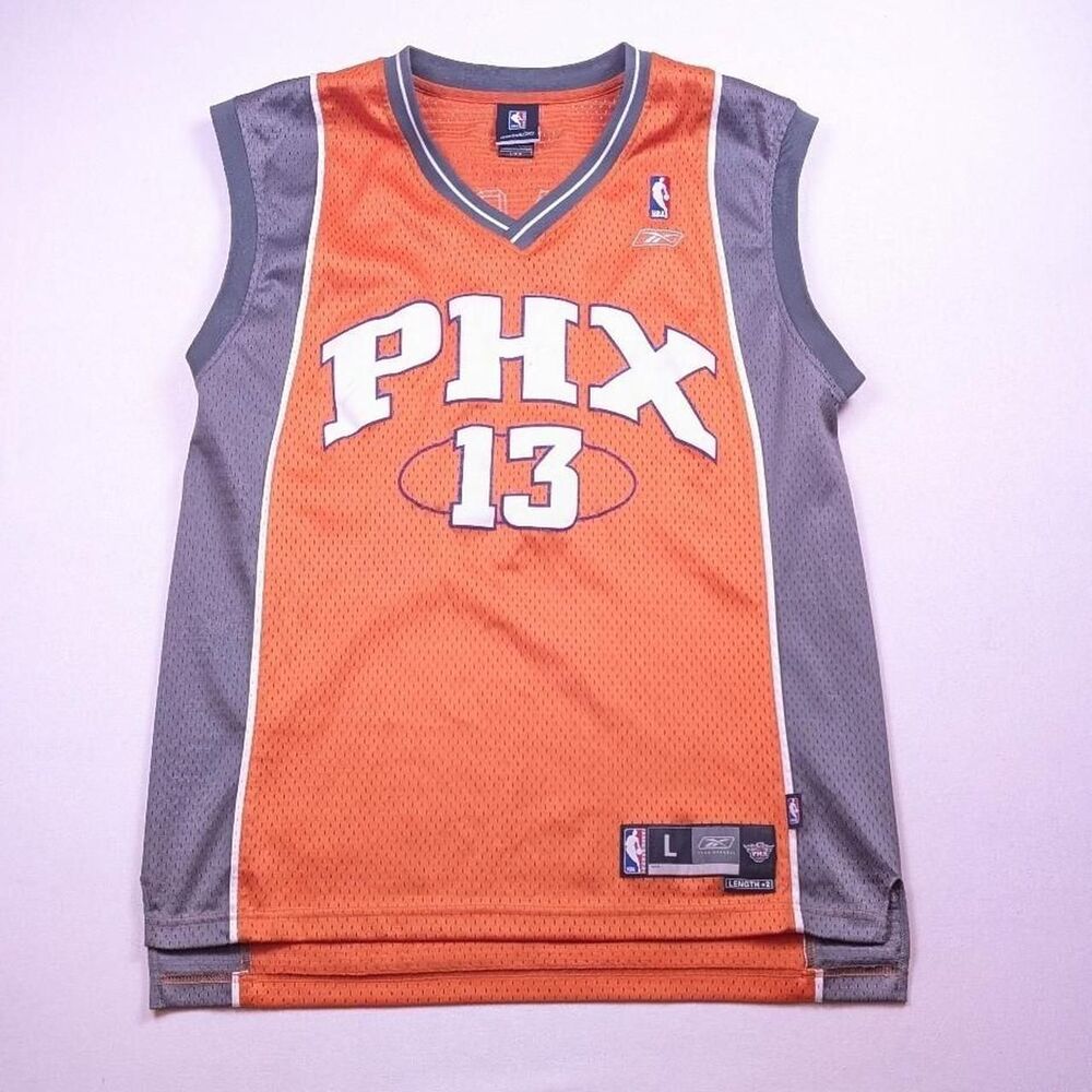 Vintage Phoenix Suns NBA Jersey Orange Grey Steve Nash #13 Reebok Size Large
